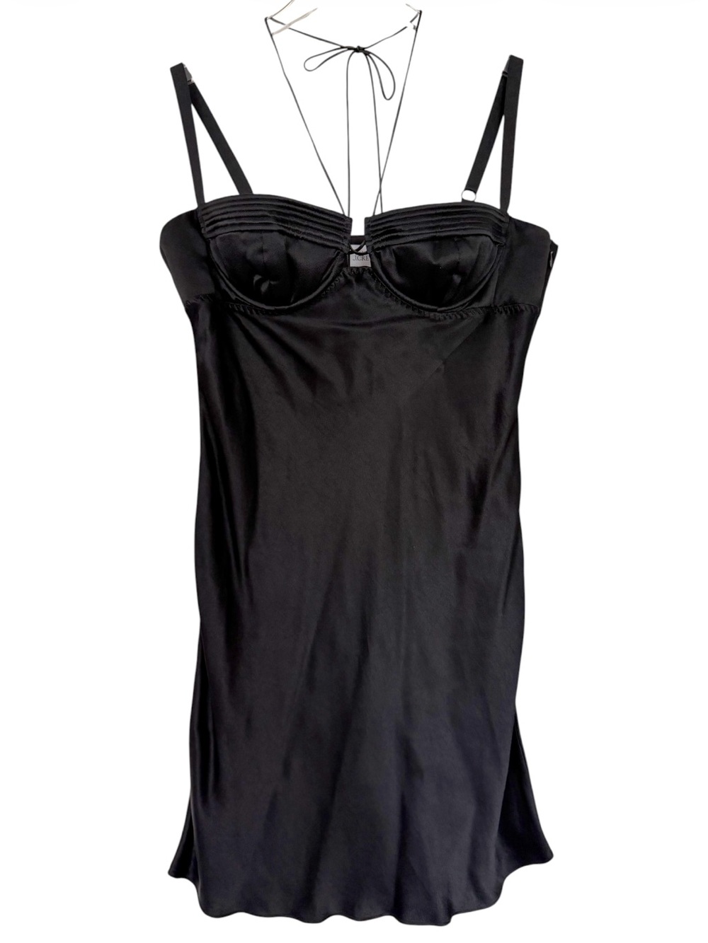 NWT J. Crew x Anna October Bustier Mini Slip Dress in Black Satin Size 14 - Picture 2 of 13